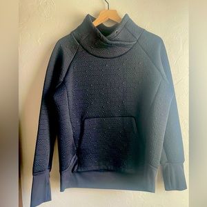 The Athleta Elevation Jacquard Textured Black Cowl Neck Pullover Sweatshirt